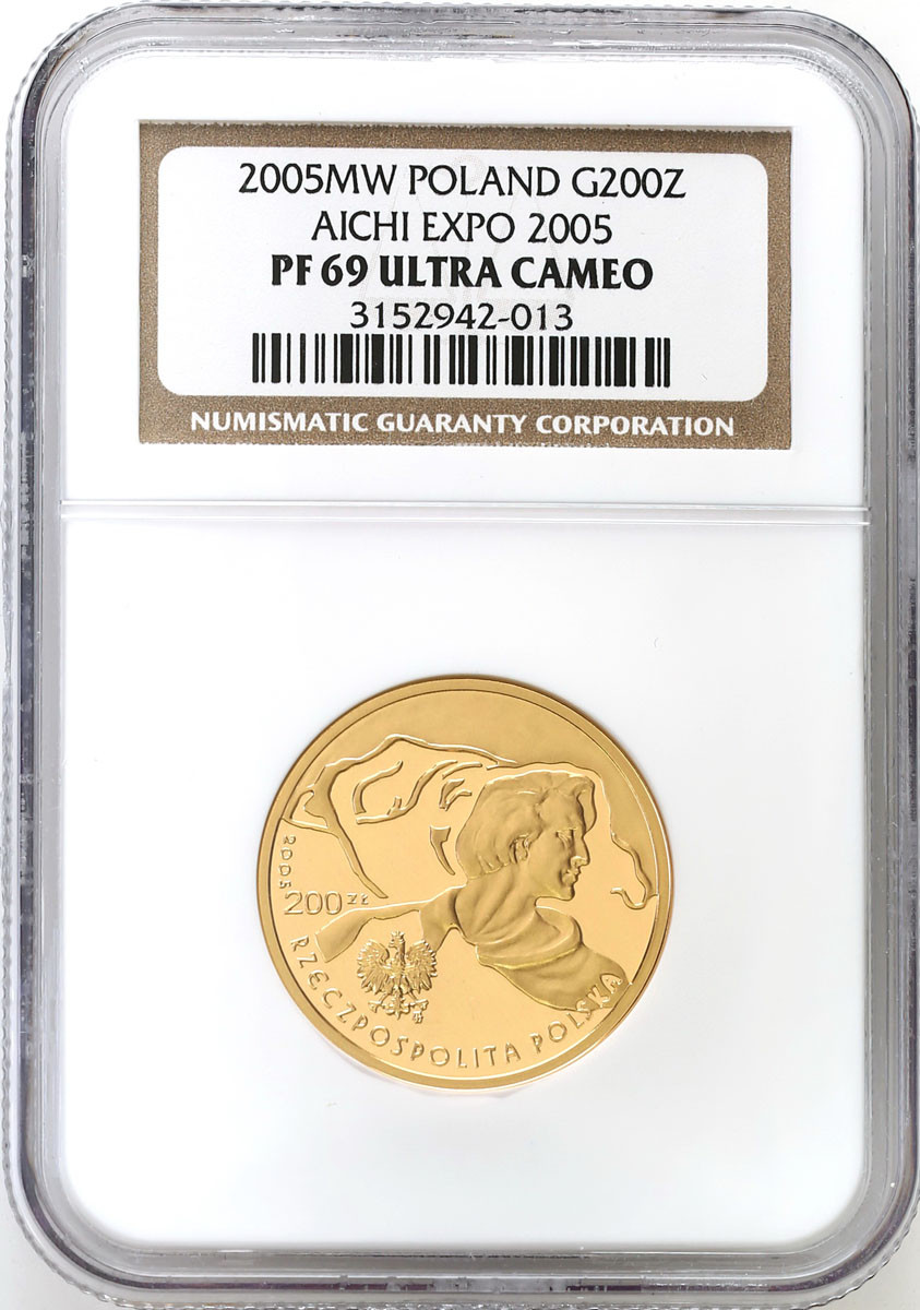 III RP. 200 złotych 2005 Światowa Wystawa EXPO,NGC PF69 ULTRA CAMEO (2 MAX)